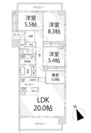 飾磨駅 徒歩8分 8階の物件間取画像